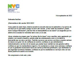 DOE Welcome letter - Spanish